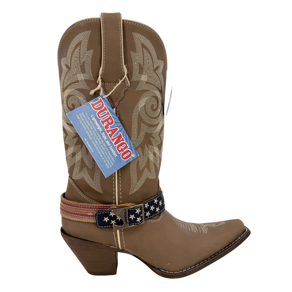 Durango Women's Brown Western Boots Size 9.5M Stars Strap Snip Toe DRD0208 NWOB